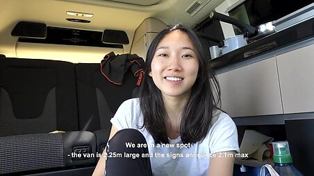 Asisn babe had a sex with her lover during during a walk in the forest