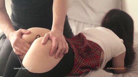 Hot ass schoolgirl spanking and anal training ends with cum on her perfect asshole