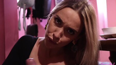 Two s Made a Hot Blowjob to Their Friends in the Restaurant.