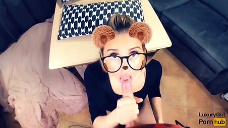 Babe Fucks On The Table, Makes a Blowjob and Swallows Cum