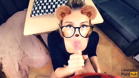 Babe Fucks On The Table, Makes a Blowjob and Swallows Cum