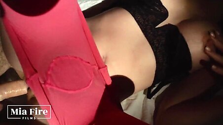 Hot girl In red pantyhose fucking - Mia Fire