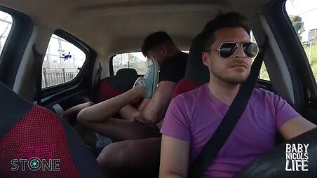 HORNY COUPLE FUCKING IN MY UBER CAR - PART 1