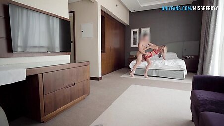 Passionate Sex with a Top Escort Slut in a Hotel in Red Lingerie